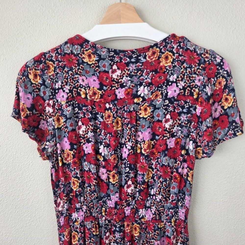 Knox Rose Floral Tassel Boho Midi Dress Size XS Red Multi Crepe Flowy Rayon - Picture 9 of 11